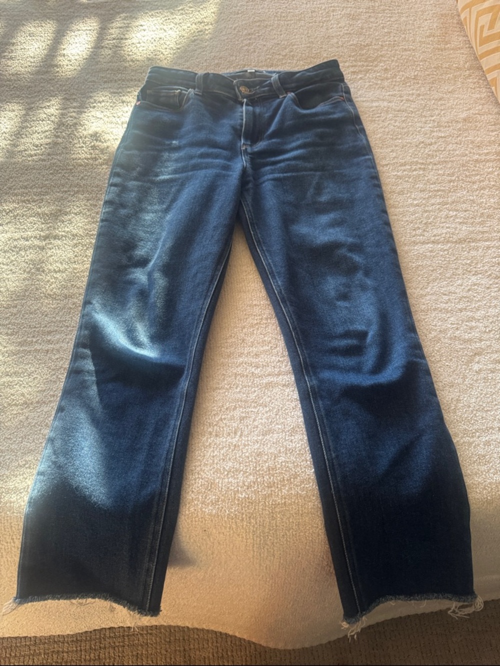 PAIGE Cindy Crop Dark Blue Straight-Leg Jeans 27